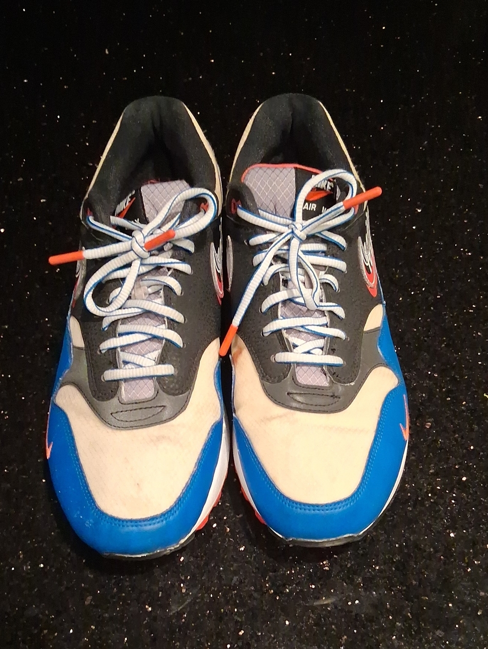 Nike Men's Sneakers - Blue Black Cream with Orange Accents